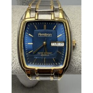 Armitron 20/1657 New Battery Mens Tank Watch 31MM 6.75" Stretch Band